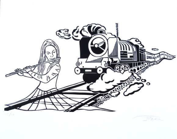 gravure charmeuse de train